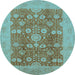 Round Oriental Light Blue Industrial Rug, urb3045lblu