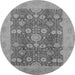 Round Oriental Gray Industrial Rug, urb3045gry