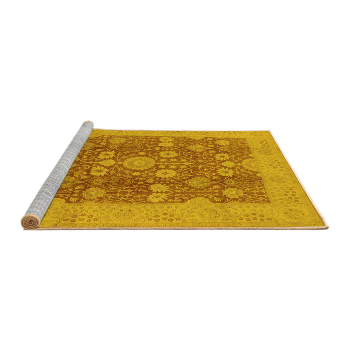 Sideview of Machine Washable Oriental Yellow Industrial Rug, wshurb3045yw