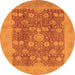 Round Oriental Orange Industrial Rug, urb3045org