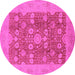 Round Machine Washable Oriental Pink Industrial Rug, wshurb3045pnk