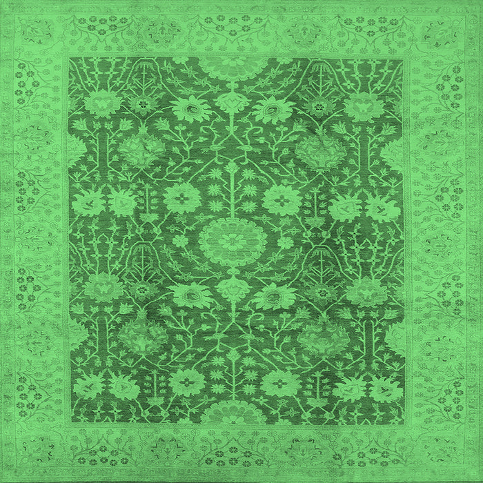 Square Machine Washable Oriental Emerald Green Industrial Area Rugs, wshurb3045emgrn