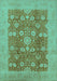 Machine Washable Oriental Turquoise Industrial Area Rugs, wshurb3045turq