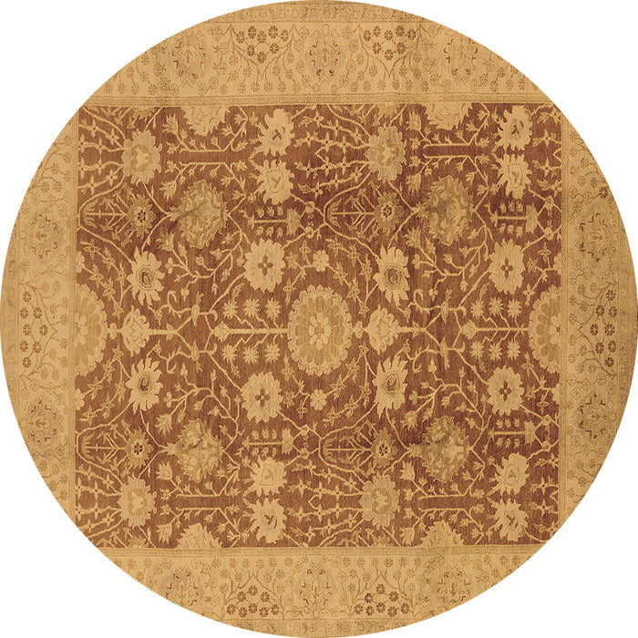 Round Machine Washable Oriental Brown Industrial Rug, wshurb3045brn