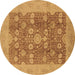 Round Machine Washable Oriental Brown Industrial Rug, wshurb3045brn