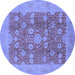 Round Oriental Blue Industrial Rug, urb3045blu