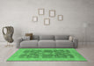 Machine Washable Oriental Emerald Green Industrial Area Rugs in a Living Room,, wshurb3045emgrn