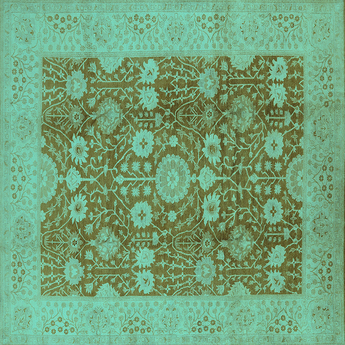 Square Oriental Turquoise Industrial Rug, urb3045turq