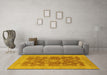 Machine Washable Oriental Yellow Industrial Rug in a Living Room, wshurb3045yw