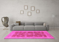 Machine Washable Oriental Pink Industrial Rug, wshurb3045pnk