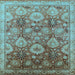 Square Machine Washable Oriental Light Blue Industrial Rug, wshurb3046lblu