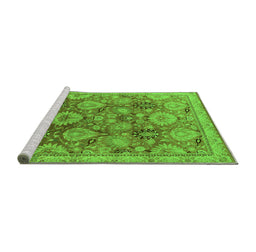 Sideview of Machine Washable Oriental Green Industrial Area Rugs, wshurb3046grn