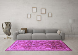 Machine Washable Oriental Purple Industrial Area Rugs in a Living Room, wshurb3046pur