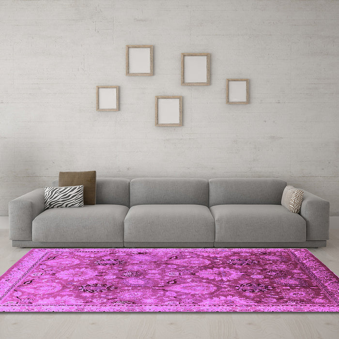 Machine Washable Oriental Purple Industrial Area Rugs in a Living Room, wshurb3046pur