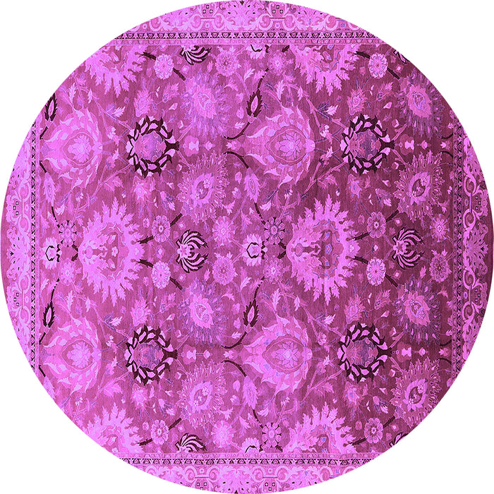 Round Machine Washable Oriental Purple Industrial Area Rugs, wshurb3046pur