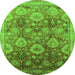 Round Oriental Green Industrial Rug, urb3046grn