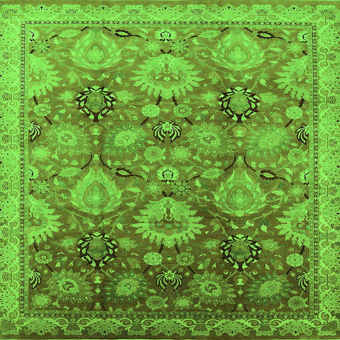 Square Machine Washable Oriental Green Industrial Area Rugs, wshurb3046grn