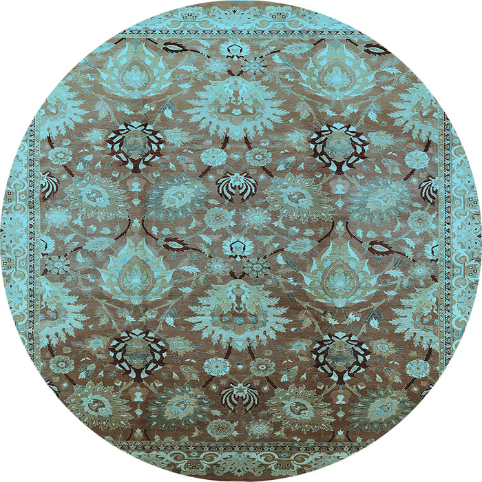 Round Oriental Light Blue Industrial Rug, urb3046lblu