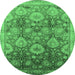 Round Oriental Emerald Green Industrial Rug, urb3046emgrn