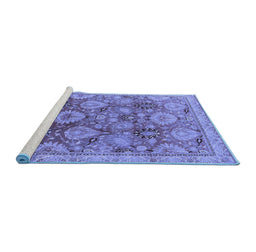Sideview of Machine Washable Oriental Blue Industrial Rug, wshurb3046blu