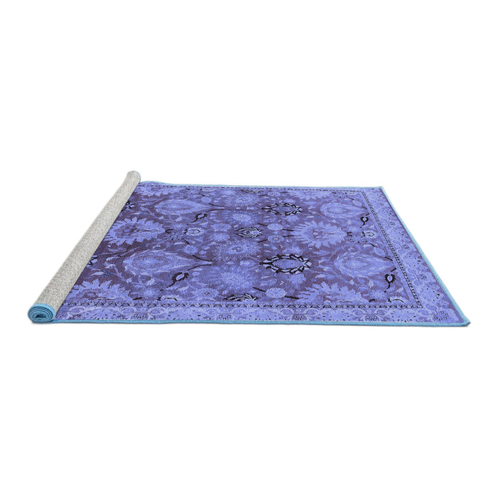 Sideview of Machine Washable Oriental Blue Industrial Rug, wshurb3046blu