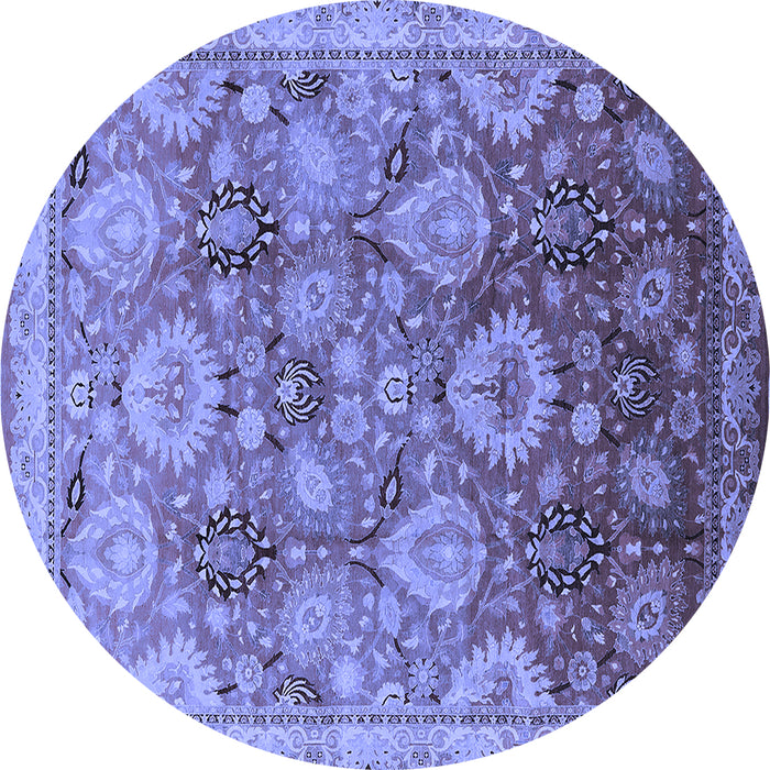 Round Oriental Blue Industrial Rug, urb3046blu