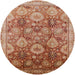 Round Mid-Century Modern Brown Sand Brown Oriental Rug, urb3046