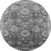 Round Machine Washable Oriental Gray Industrial Rug, wshurb3046gry