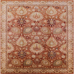 Square Mid-Century Modern Brown Sand Brown Oriental Rug, urb3046