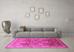 Machine Washable Oriental Pink Industrial Rug in a Living Room, wshurb3046pnk