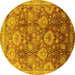 Round Oriental Yellow Industrial Rug, urb3046yw