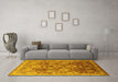 Machine Washable Oriental Yellow Industrial Rug in a Living Room, wshurb3046yw