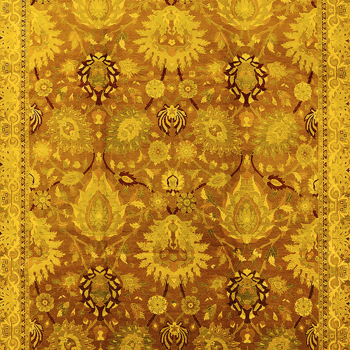 Machine Washable Oriental Yellow Industrial Rug, wshurb3046yw