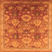 Square Machine Washable Oriental Orange Industrial Area Rugs, wshurb3046org