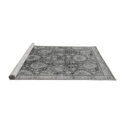 Sideview of Machine Washable Oriental Gray Industrial Rug, wshurb3046gry
