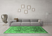 Machine Washable Oriental Emerald Green Industrial Area Rugs in a Living Room,, wshurb3046emgrn