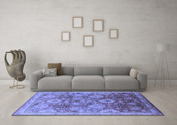 Machine Washable Oriental Blue Industrial Rug in a Living Room, wshurb3046blu
