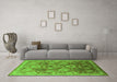 Machine Washable Oriental Green Industrial Area Rugs in a Living Room,, wshurb3046grn