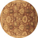 Round Oriental Brown Industrial Rug, urb3046brn