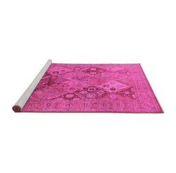 Sideview of Machine Washable Oriental Pink Industrial Rug, wshurb3047pnk