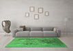 Machine Washable Oriental Emerald Green Industrial Area Rugs in a Living Room,, wshurb3047emgrn