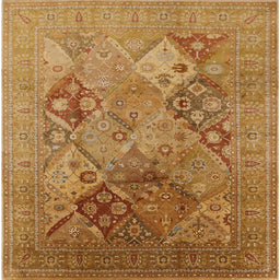 Square Mid-Century Modern Mahogany Brown Oriental Rug, urb3047