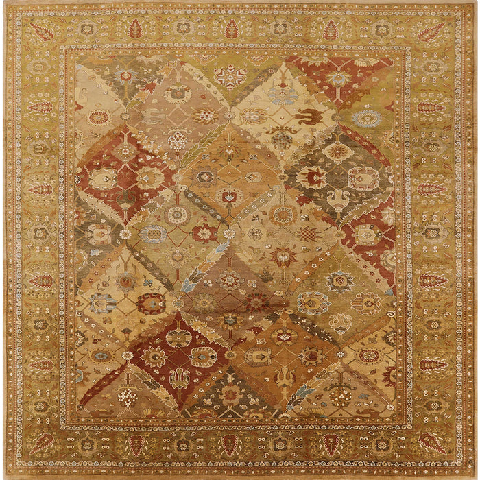 Square Mid-Century Modern Mahogany Brown Oriental Rug, urb3047