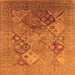 Square Machine Washable Oriental Orange Industrial Area Rugs, wshurb3047org