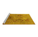 Sideview of Machine Washable Oriental Yellow Industrial Rug, wshurb3047yw