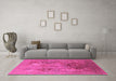 Machine Washable Oriental Pink Industrial Rug in a Living Room, wshurb3047pnk