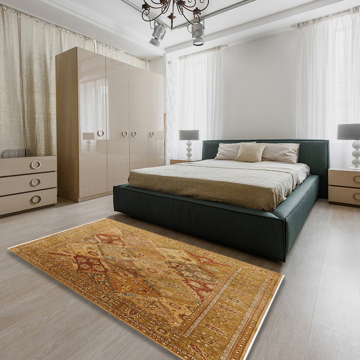 Machine Washable Industrial Modern Mahogany Brown Rug in a Bedroom, wshurb3047