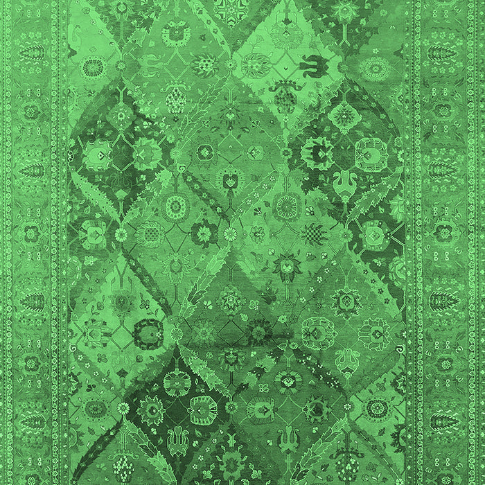Machine Washable Oriental Emerald Green Industrial Area Rugs, wshurb3047emgrn