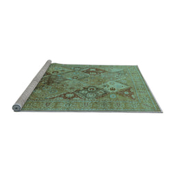 Sideview of Machine Washable Oriental Light Blue Industrial Rug, wshurb3047lblu