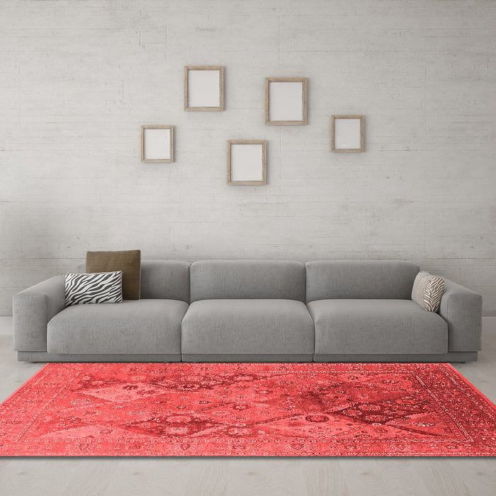 Industrial Red Washable Rugs